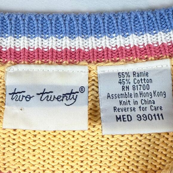 Vintage Two Twenty Sweater Women Medium Multicolor Stripe Summer Eclectic Retro - Picture 4 of 7